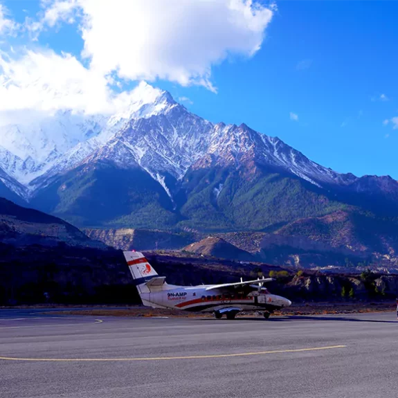 View of Jomsom Airport From Annapurna Circuit Trek