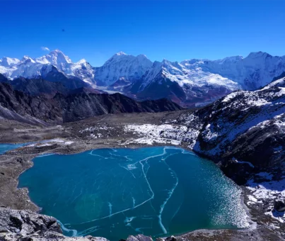 Lake view from Kongma la Pass during The Everest Three Passes Trek