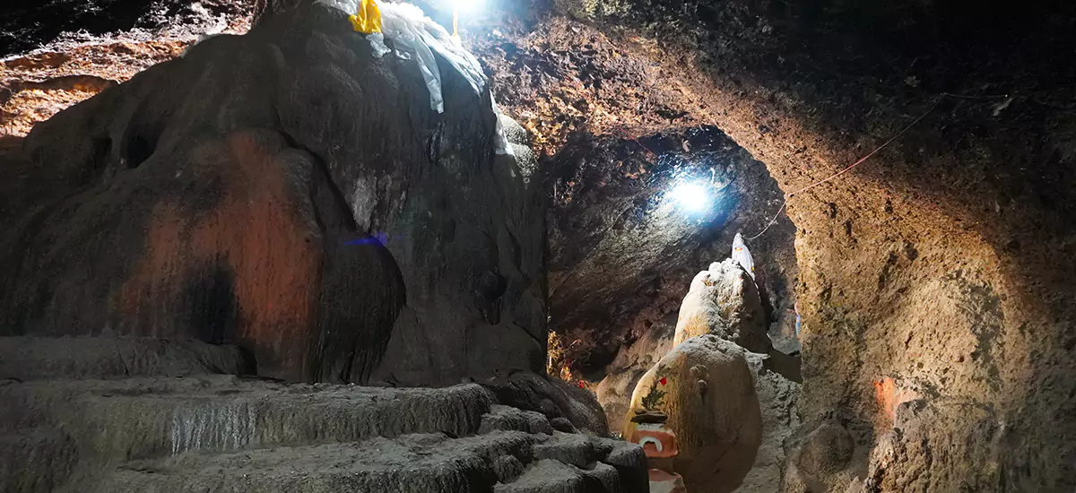 Chungsi Cave as seen on the trek day from Chele to Syangboche during Upper Mustang Trek