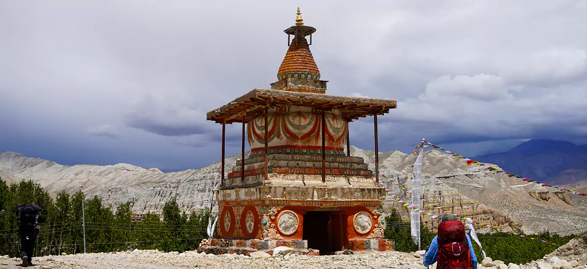 Chorten Gate in Tsarang Village welcomes trekkers during the Upper Mustang Trek.