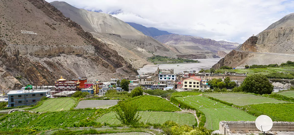 A beautiful monsoon view of Kagbeni village during the Upper Mustang trek