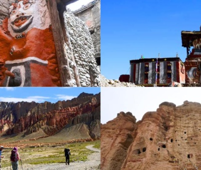 Different sites of the Upper Mustang Trek in Nepal