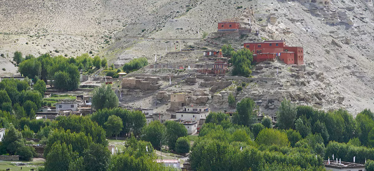 Monastery along with Ghiling Village in upper Mustang